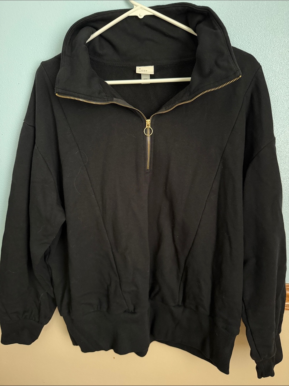 A New Day Black Quarter-Zip Pullover with Gold Zipper Womens’ XXL